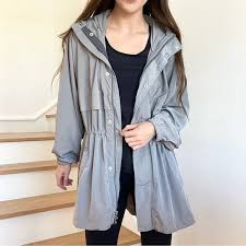 Athleta Light Gray Green Rainfall Utility Swing Jacket XXS